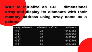 C PROGRAM TO INITIALIZE 1D ARRAY AND DISPLAY ITS ELEMENTS WITH ADDRESS USING POINTER [upl. by Bambie]