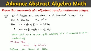 Prove that the invariant of a nilpotent transformation are unique  Abstract Algebra Math [upl. by Tama]