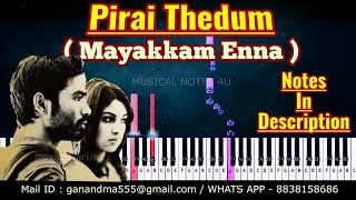 Pirai thedum Iraviley piano notes  Gv Prakash mayakkam enna  Musical notes 4u [upl. by Gerhan]