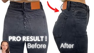 How to Take In the Back Waist of Your Jeans PROFESSIONALLY with Flat Fell Seam [upl. by Salta]