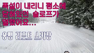 스키 폭설이 용평에 평소에 닫혀있던 코스가 폭설로 열렸어요 아주 잼나요  용평리조트 yongpyong ski resort [upl. by Iclek]