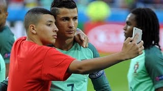 2016 Euro FrancePortugal vs Wales Cristiano Ronaldo Selfie with Ball Boy 06072016 [upl. by Hadwyn]