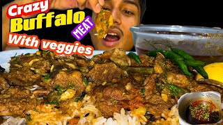 ASMR MUKBANG CRAZY BUFFALO MEAT WITH VEGGIES😚🌶️😝😘NepaliEater [upl. by Milla]