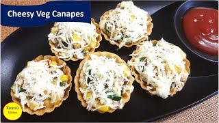 Cheesy Veg Canapes  Veg Canapes  Vegetarian Quick Bite Snack Recipe  चीज़ी वेज कैनपेस [upl. by Ellehcsar]