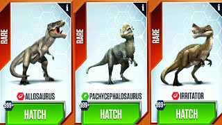 UPGRADE 999 ALLOSAURUS Vs IRRITATOR Vs PACHYCEPHALOSAURUS  JURASSIC WORLD THE GAME [upl. by Ardnatal]