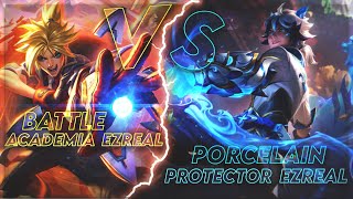 Porcelain Protector Ezreal VS Battle Academia Ezreal  SKIN COMPARISON [upl. by Ailuj]