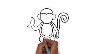 Super Easy Way to Drawing Monkey Picture [upl. by Wollis]