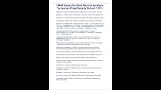 CRAT ExamCertified Rhythm Analysis Technician PrepAlready Solved 100 [upl. by Erreipnaej327]