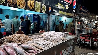 NIGHT SEA FOOD STREET  BBQ FISHES PRAWNS  Keamari Karachi [upl. by Ecenaj]