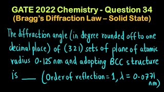 Braggs Law of Diffraction  Solid state  GATE 2022 Chemistry  Question 34 [upl. by Emmery210]