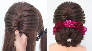 most beautiful bridal juda hairstyle at home  messy low bun hairstyle [upl. by Godderd]