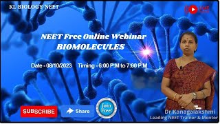 KL Biology NEET Free Online Live NEET Class  2024 BIOMOLECULES [upl. by Aufmann28]