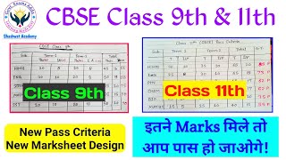 CBSE Class 9th and 11th New Pass Criteria and New Marksheet Design Explained  CBSE New Rules for U [upl. by Gilberto]