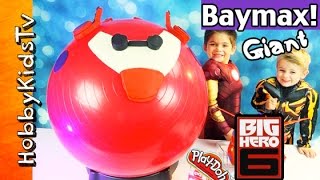 GIANT PlayDoh BAYMAX Surprise Egg Head Big Hero 6 Toy Review with HobbyKids [upl. by Ainorev]