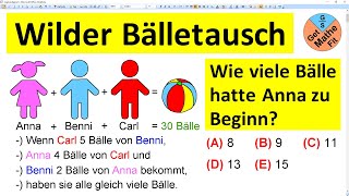 Wie viele Bälle hatte Anna zu Beginn  Mathe Rätsel Logik  Känguru der Mathematik 2007 [upl. by Anaela]