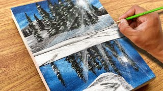 Winter scenery painting  Canvas painting  Painting tutorial [upl. by Luelle299]