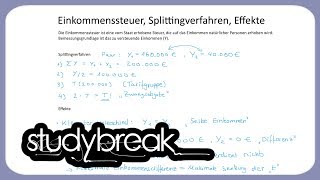 Einkommensteuer Splittingverfahren Effekte  Steuerlehre [upl. by Nojel]