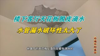 楼下客厅天花板脱皮滴水，水管漏水的破坏性太大 [upl. by Lesab]