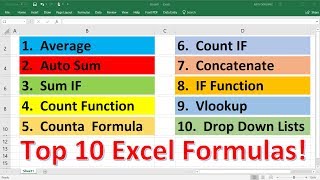 Top 10 Most Important Excel Formulas  Made Easy [upl. by Finnigan]