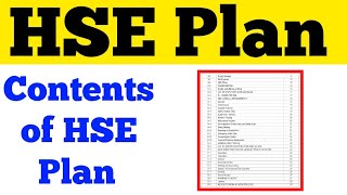 HSE Plan amp Its Contents  What is the Safety Plan SAFETY MGMT STUDY [upl. by Teddi33]