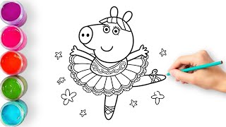 Peppa pig Drawing Painting Colouring For Kids and Toddlers How To Draw [upl. by Zenger453]