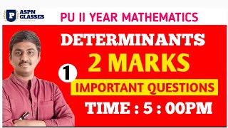 Determinants 2 MARKS IMPORTANT QUESTIONS 2024  Area of triangle using determinants class 12 [upl. by Eynahpets]