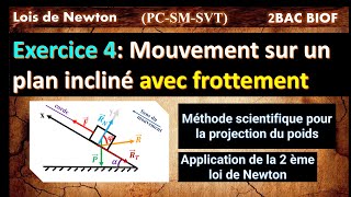 Ex4 Les lois de Newton Mouvement dun solide sur un plan incliné avec frottement  2BAC BIOF [upl. by Coppins]