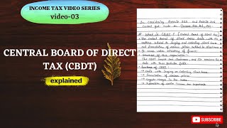 What is CBDT central board of direct tax  Income Tax  video 03  Basics [upl. by Cassie]