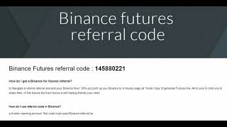 Binance Futures referral code  145880221 [upl. by Ssecnirp]