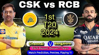 IPL 2024 CSK vs RCB 1st Match Prediction Dream11 Chennai Super Kings vs Royal Challenger Bangalore [upl. by Arber725]