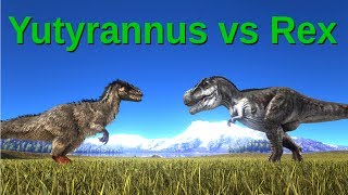 Yutyrannus VS Rex  ARK Survival Evolved  Cantex [upl. by Annauqahs]