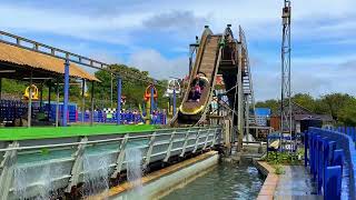 Log Flume Ride Flambards Theme Park Cornwall UK 🇬🇧 [upl. by Zenobia]