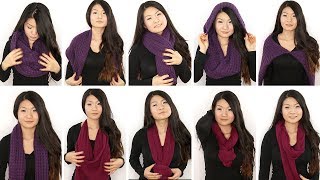 10 Ways to Wear an Infinity Circle Scarf  Eva Chung [upl. by Ardnuasak]