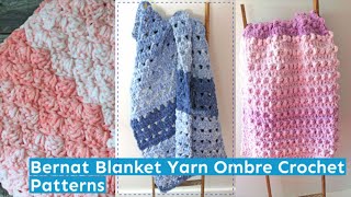 Bernat Blanket Yarn Ombre Crochet Patterns [upl. by Ahsienad]