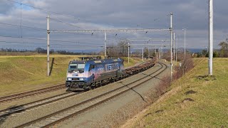 Reklamní lokomotiva Metrans Rail táhne 20 plošinových vozů na odstavení do Vrbátek [upl. by Jovita]