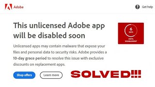 This Unlicensed Adobe App Is Not Genuine amp Will Be Disabled Soon  100 SOLVED EASILY photoshop [upl. by Taimi]