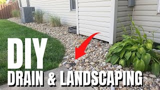 DIY French Drain amp Landscaping  River Rock  Yard Drainage Solution [upl. by Elocin180]