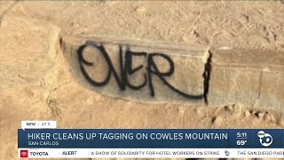 Hiker cleans up new graffiti discovered on Cowles Mountain [upl. by Darrow731]