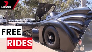 Australias iconic Batmobile offers free Uber rides in Adelaide  7NEWS [upl. by Ecarret976]