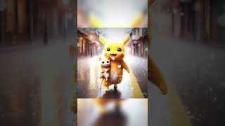 Cute cat and pikachu love cat pikachu meow cute kids kitten ai shorts cartoon animation [upl. by Deland83]