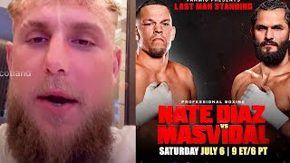 Jake Paul PREDICTS Jorge Masvidal BEATS Nate Diaz while WATCHING Fights amp HERE’S HOW… [upl. by Mitchiner]