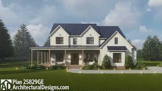 Modern Farmhouse Tour House Plan 25829GE  Architectural Designs [upl. by Vena]