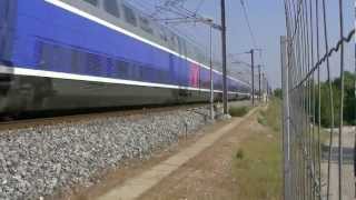 TGV sur la LGV Mediterranée dans la region de CavaillonVaucluse dans le sud de la France [upl. by Adroj]