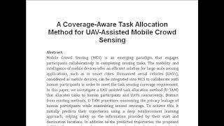 A Coverage Aware Task Allocation Method for UAV Assisted Mobile Crowd Sensing [upl. by Hajile223]