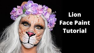 Lion Face Paint Makeup Tutorial [upl. by Nwahsid551]