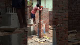 Filling Brick Gaps with Cement Mortar construction home civilsite brickwork civilengineer fyp [upl. by Der]