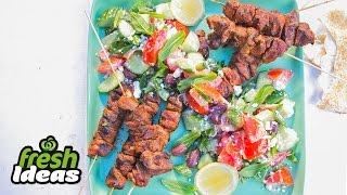 Charred Lamb Skewers with Greek Salad  Woolworths [upl. by Gusella]