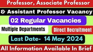 Assistant Professor Vacancy 2024  02 University Vacancies  Associate Professor  Professor job [upl. by Gabriella297]