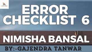 ERROR DETECTION 🔥CHECKLIST6🔥 NIMISHA BANSAL MAM 🔥 error 🫡🎯 [upl. by Vivle]