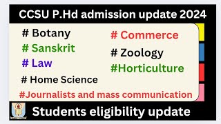 ccsu phd admission update  ccsu phd admission 2024  ccsu pre phd admission update [upl. by Elleunamme]